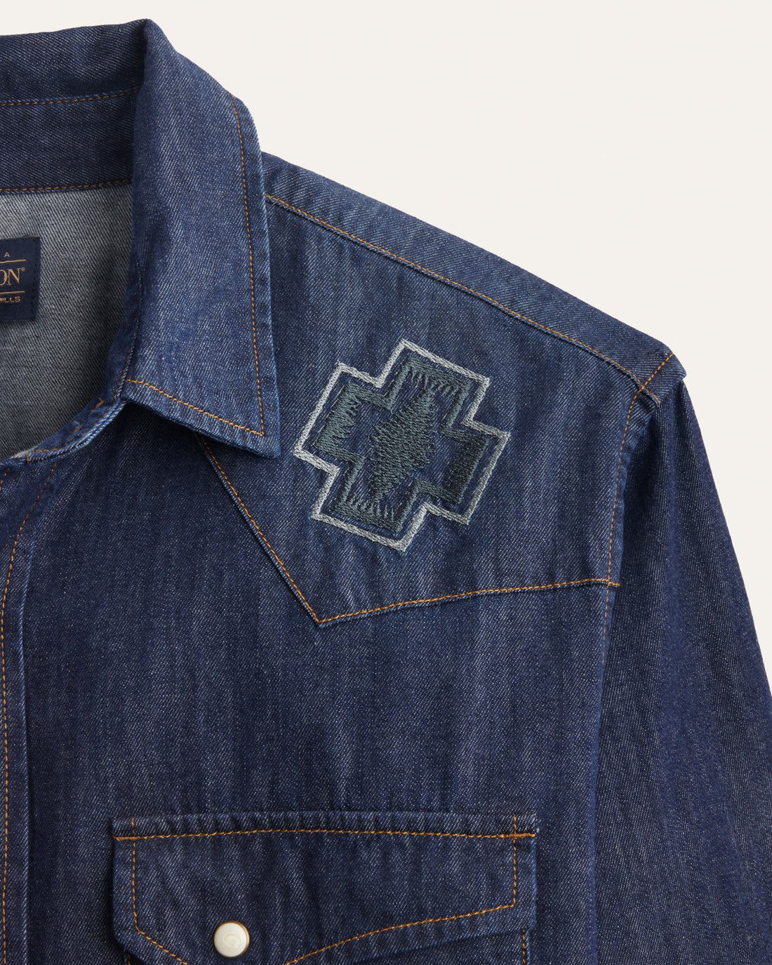Pendleton Gambler Denim Shirt in Dark Denim/Rodeo - detail