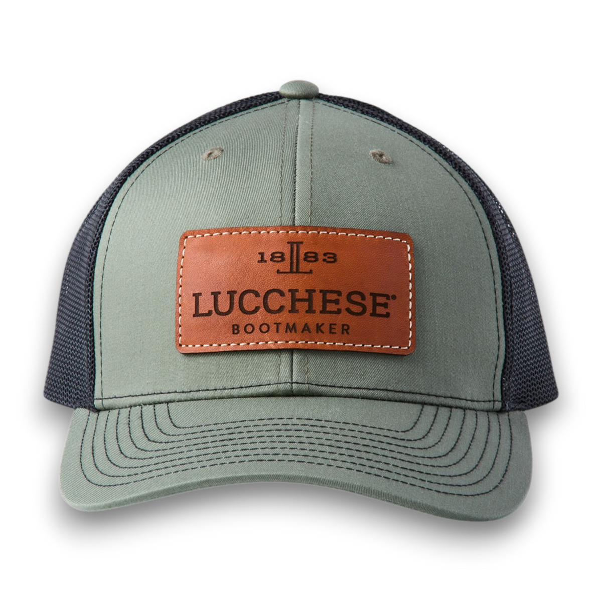 Lucchese Leather Patch Cap - Loden + Black