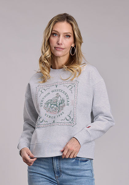 Stetson Women's Cowboy in Square Hoodie in gray - front