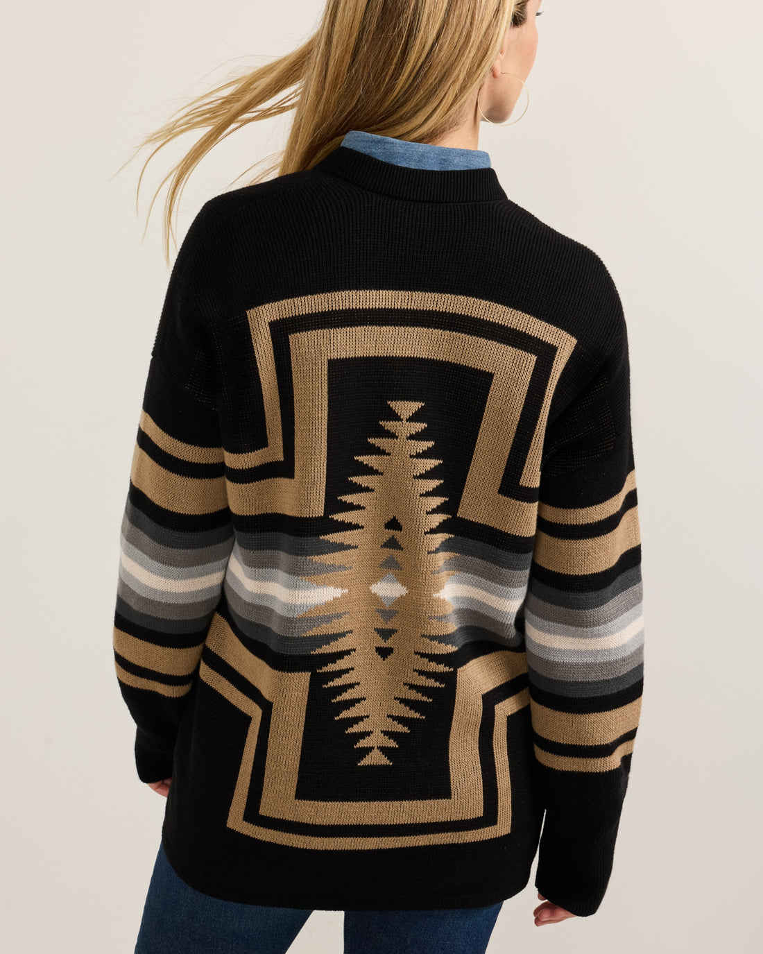 Pendleton Women's Sierra Springs Cotton Cardigan in Black Mix