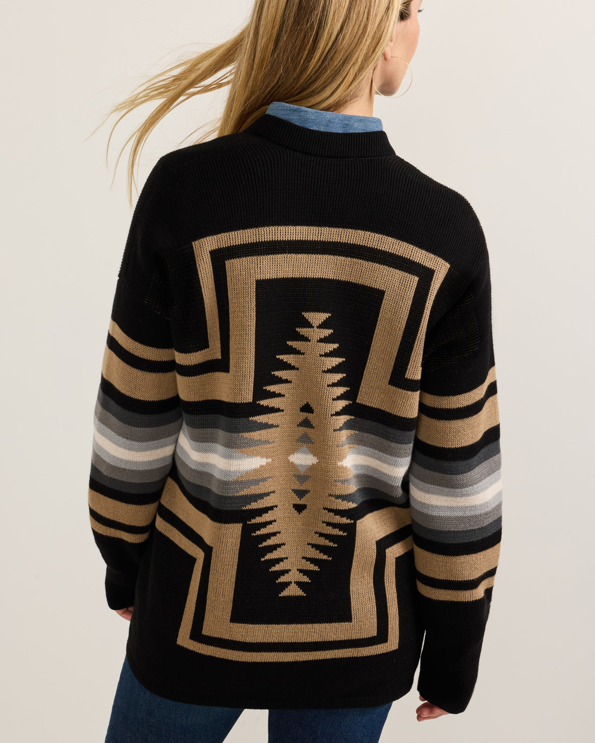 Pendleton Women's Sierra Springs Cotton Cardigan in Black Mix