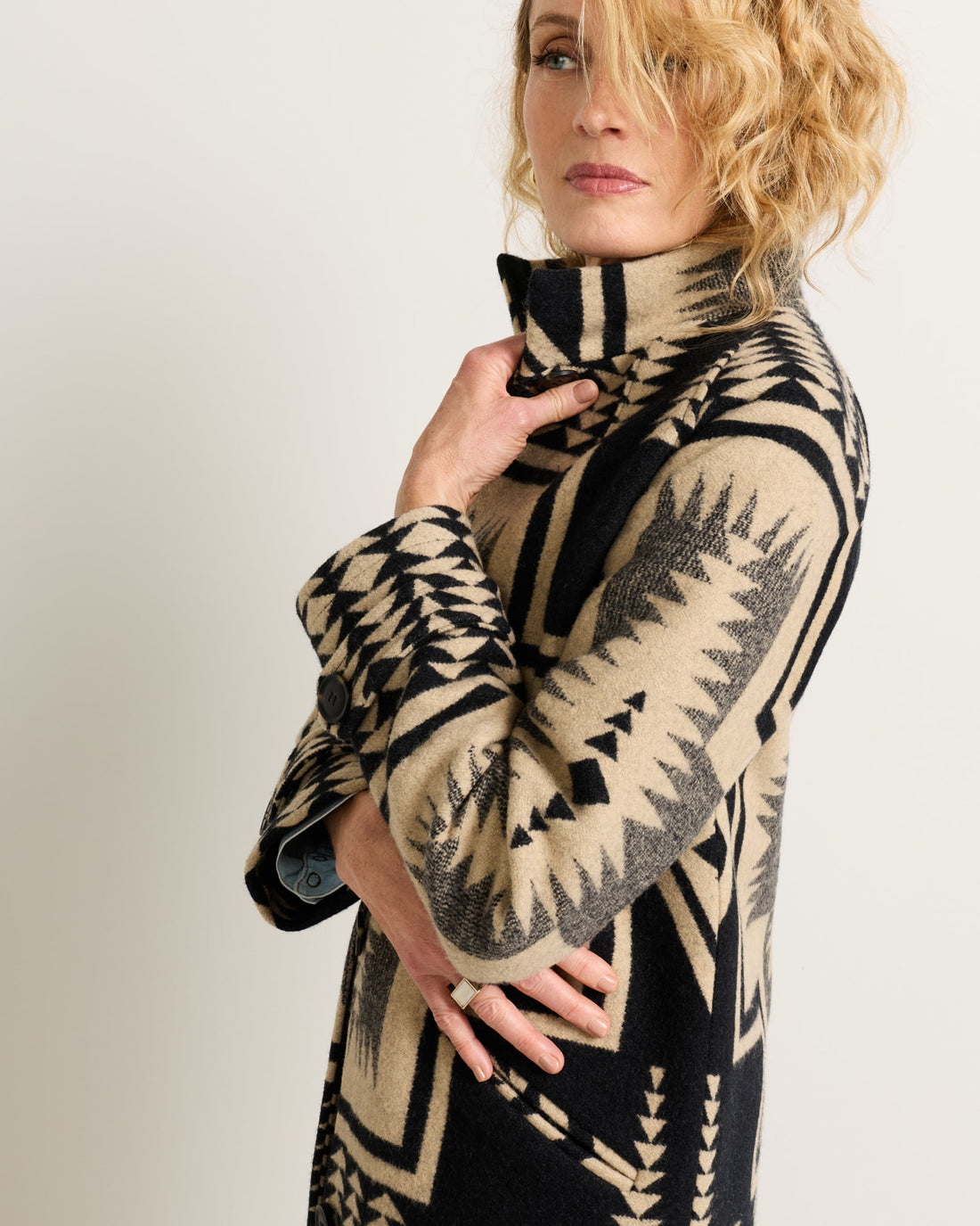 Timberline Wool Coat Black/Tan Harding - alternate view 3