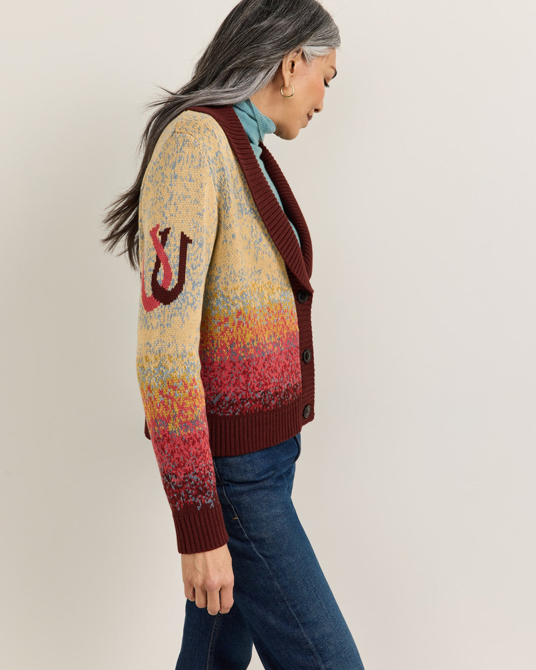 Western Scenic Cardigan Sunrise Ombre - alternate view 2