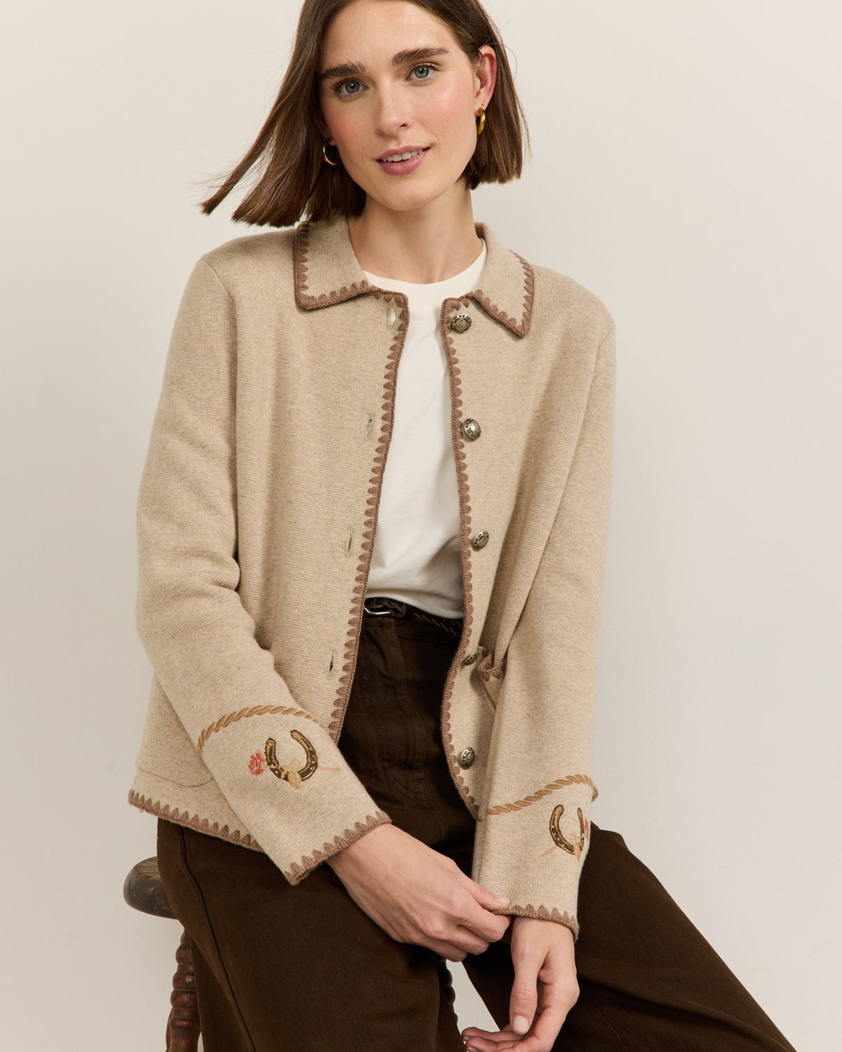 Western Souvenir Cardigan Natural - alternate view 1