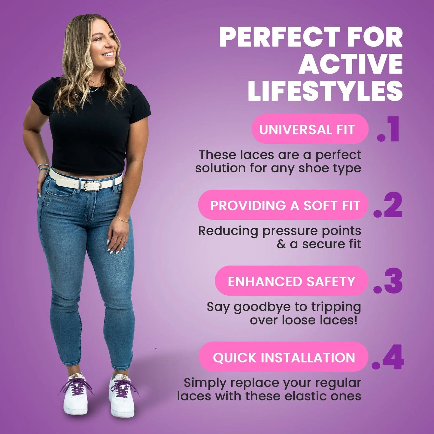 Stretchy Travel Shoelaces By Bread - Cosmic Purple