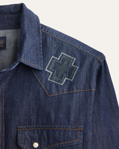 Pendleton Gambler Denim Shirt in Dark Denim/Rodeo - detail