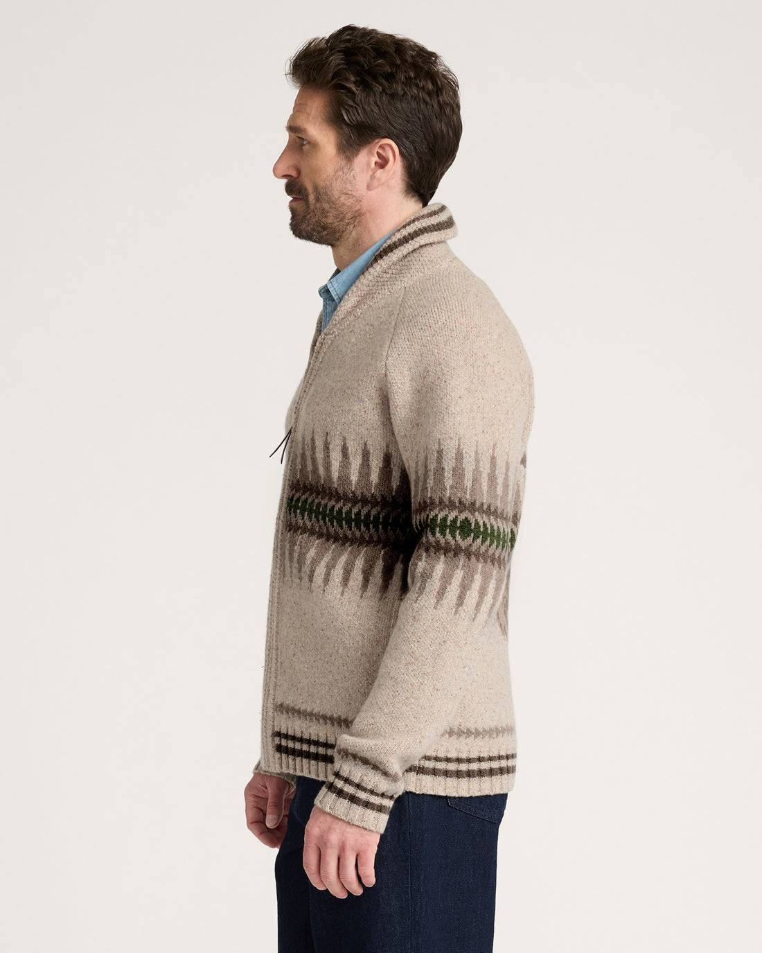Pendleton Sawtooth Buck Zip Sweater detail