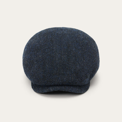 Stetson Wool Herringbone Driver Cap in Navy herringbone, front view