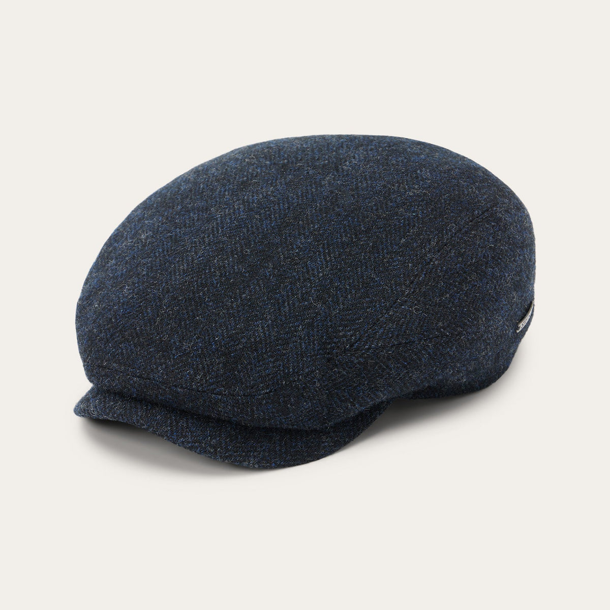 Stetson Wool Herringbone Driver Cap in Navy herringbone, side view