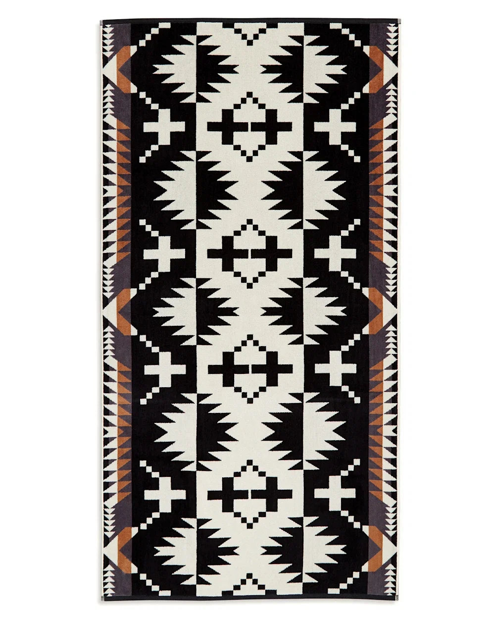 Pendleton Spider Rock three-piece towel set in black and white, folded stack