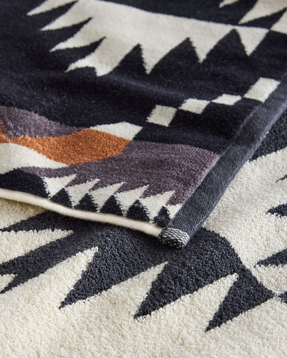 Pendleton Spider Rock towel set styled in a bathroom setting
