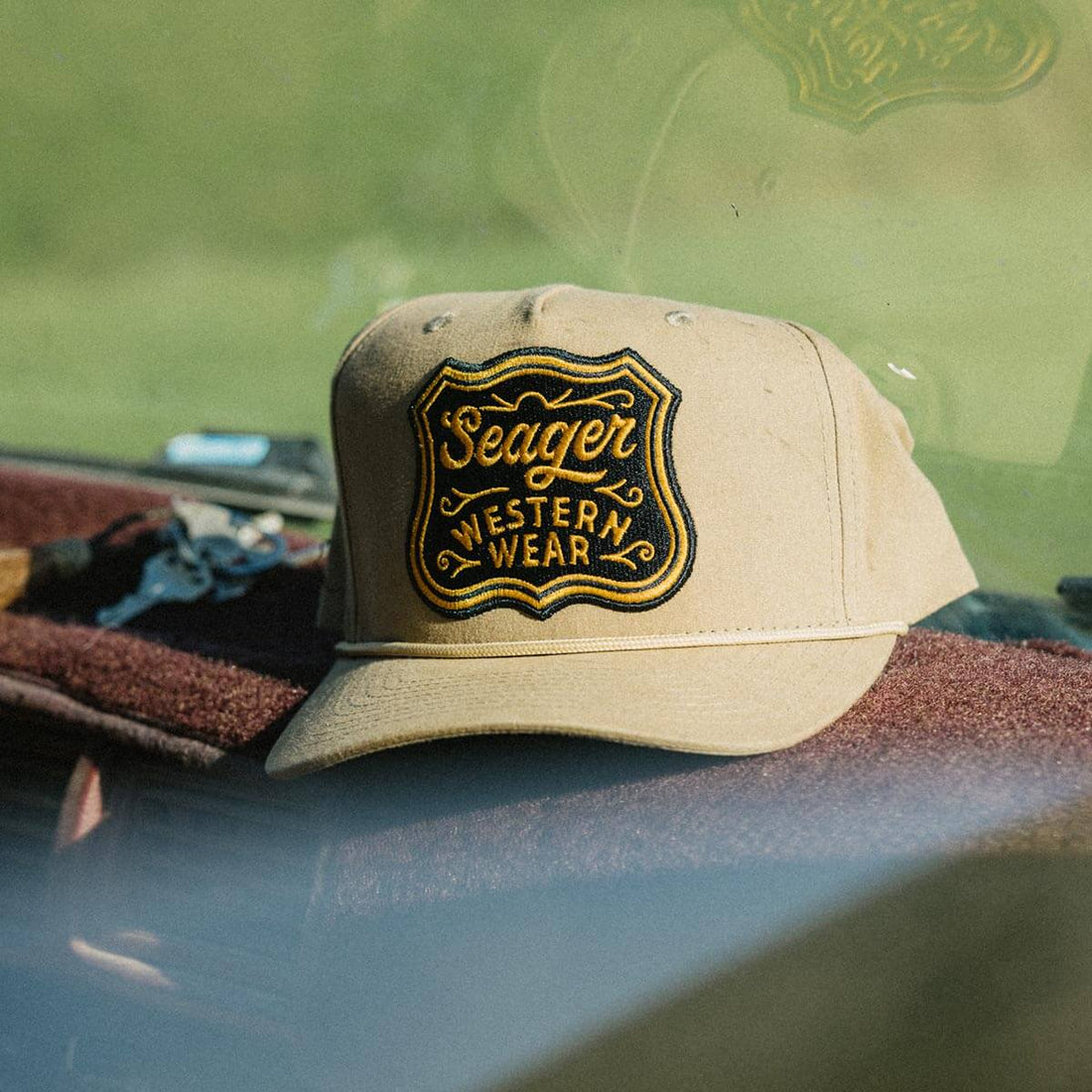 Seager Badge Snapback Cap British Khaki