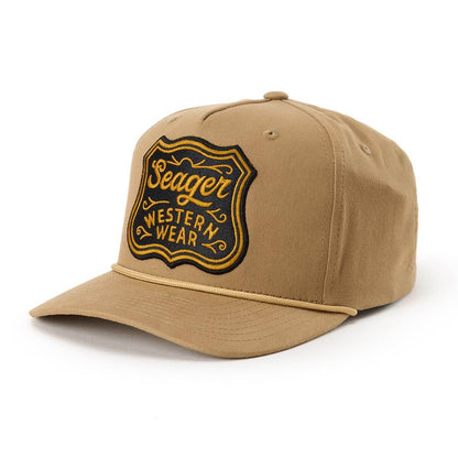 Seager Badge Snapback Cap British Khaki