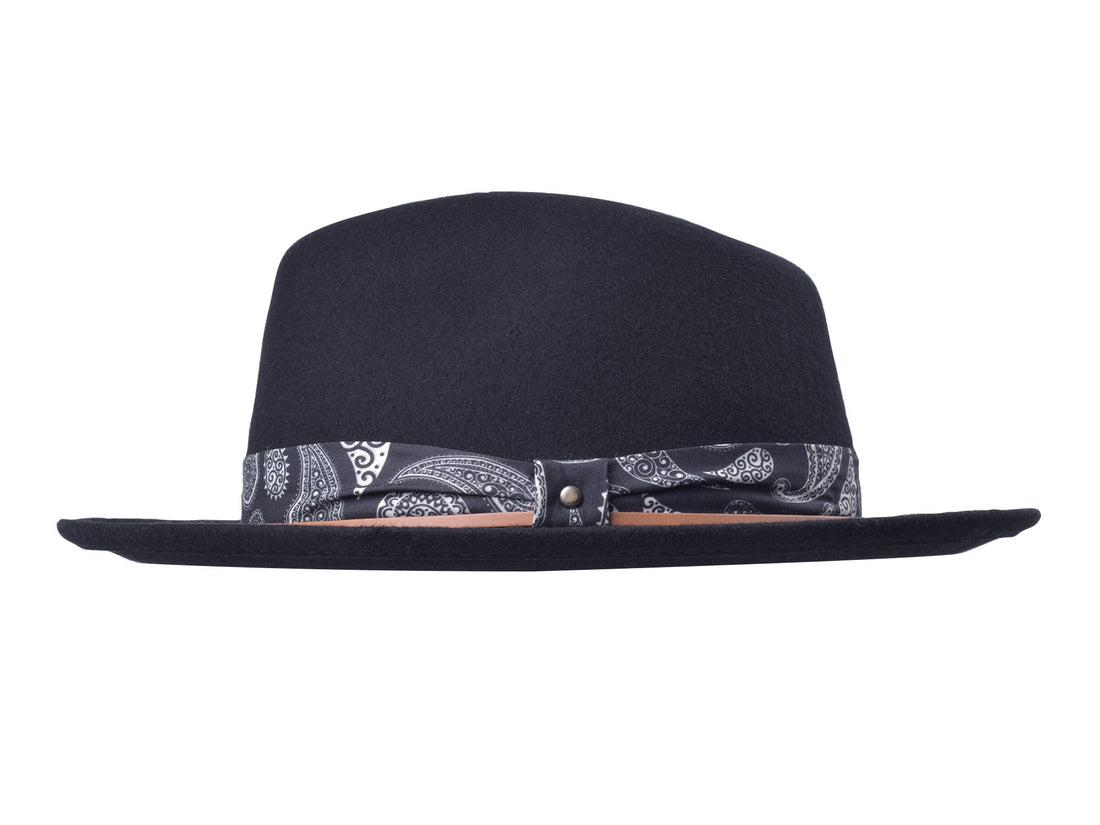 Bigalli Casual Wool Felt Fedora Hat Lash in black