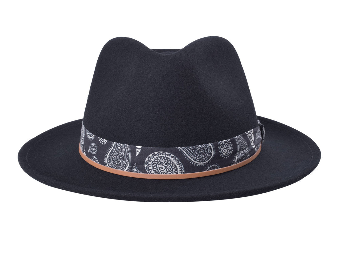Bigalli Casual Wool Felt Fedora Hat Lash in black