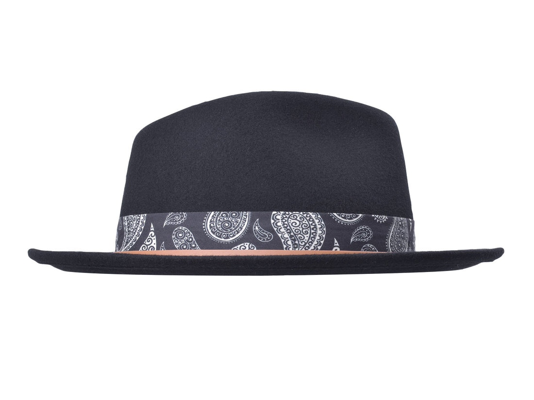 Bigalli Casual Wool Felt Fedora Hat Lash in black