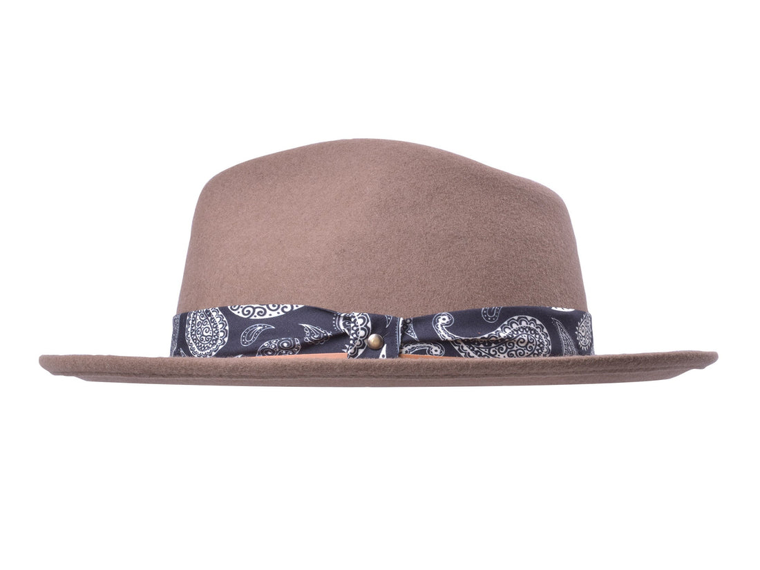Bigalli Casual Wool Felt Fedora Hat Lash in khaki
