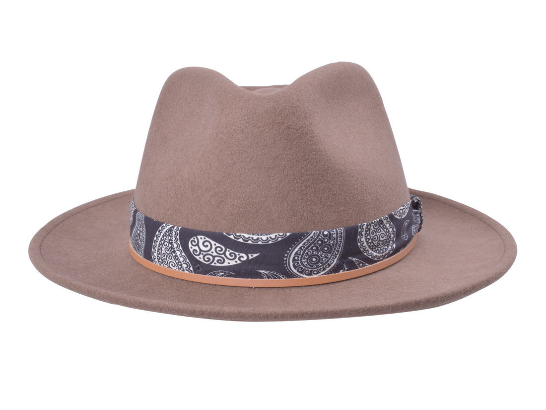 Bigalli Casual Wool Felt Fedora Hat Lash in khaki