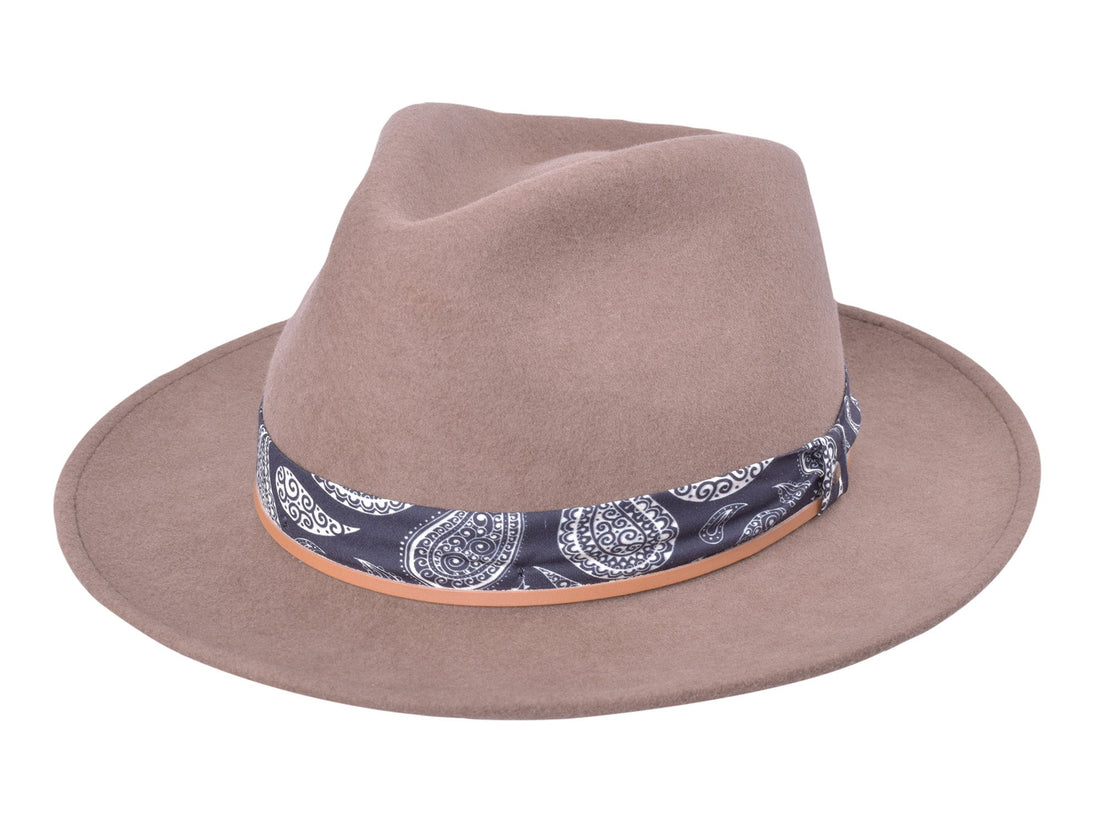 Bigalli Casual Wool Felt Fedora Hat Lash in khaki wool