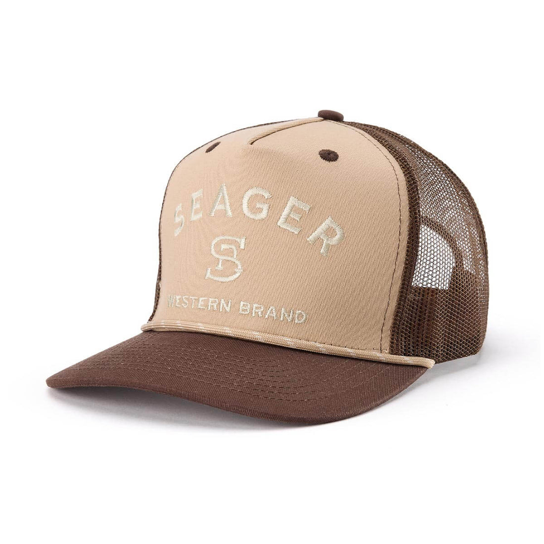 Seager Branded Trucker Snapback Cap Khaki