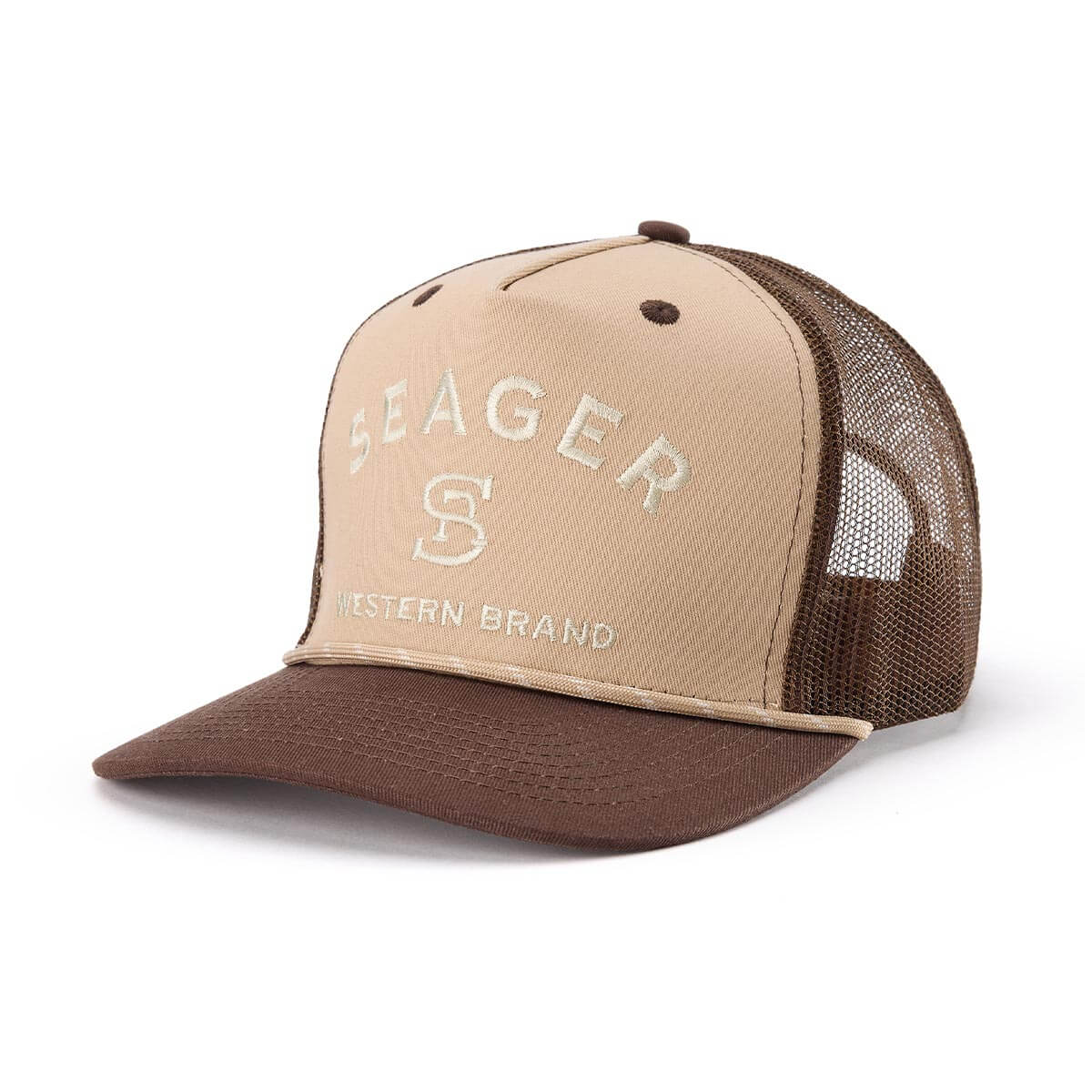 Seager Branded Trucker Snapback Cap Khaki
