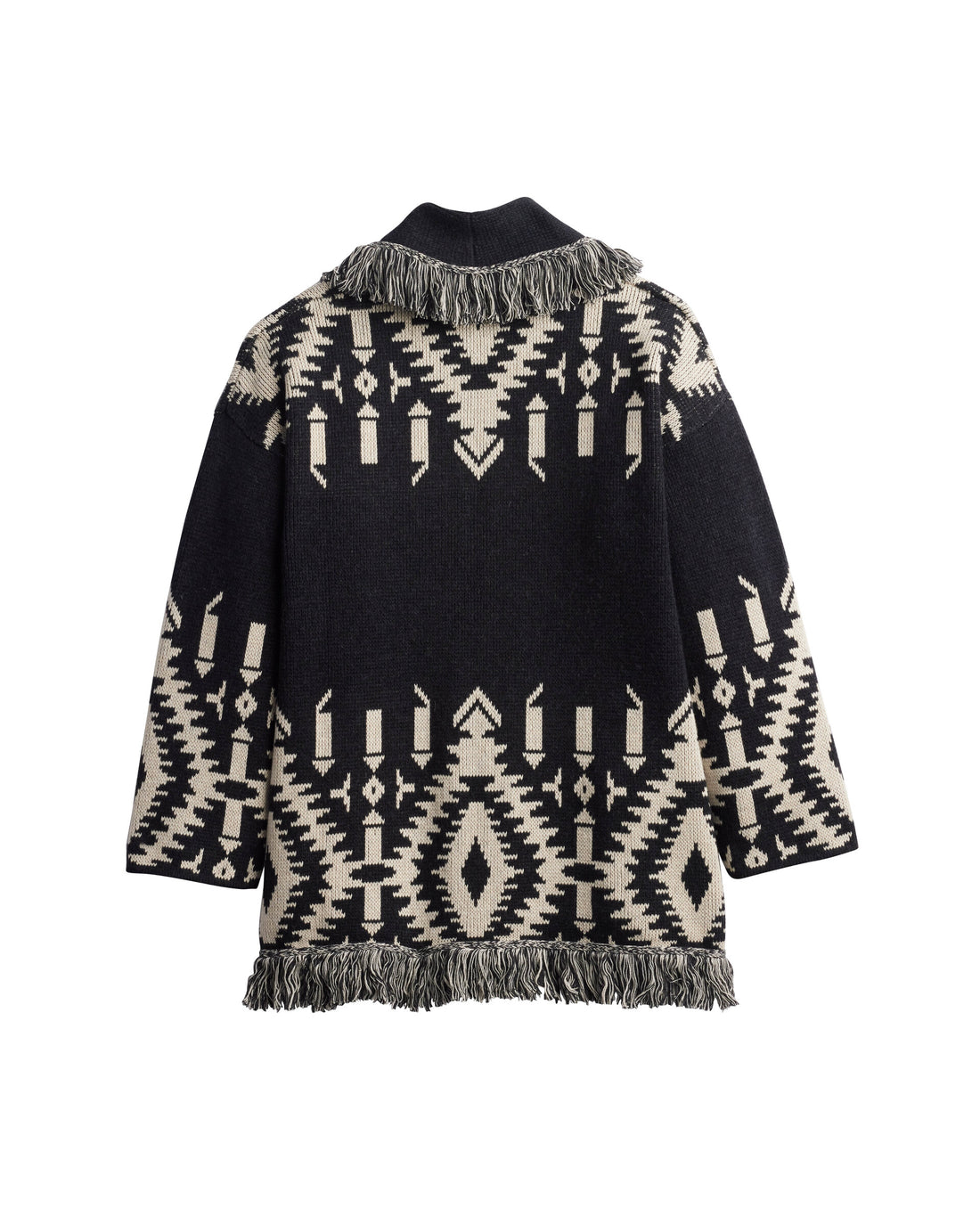Pendleton Women's Graphic Fringe Lapel Cardigan - Black/Ivory, view 2