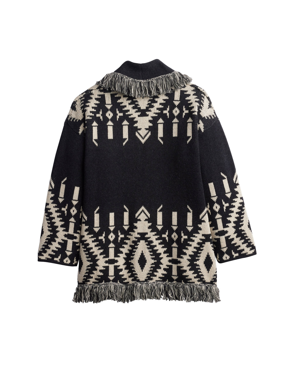 Pendleton Women's Graphic Fringe Lapel Cardigan - Black/Ivory, view 2
