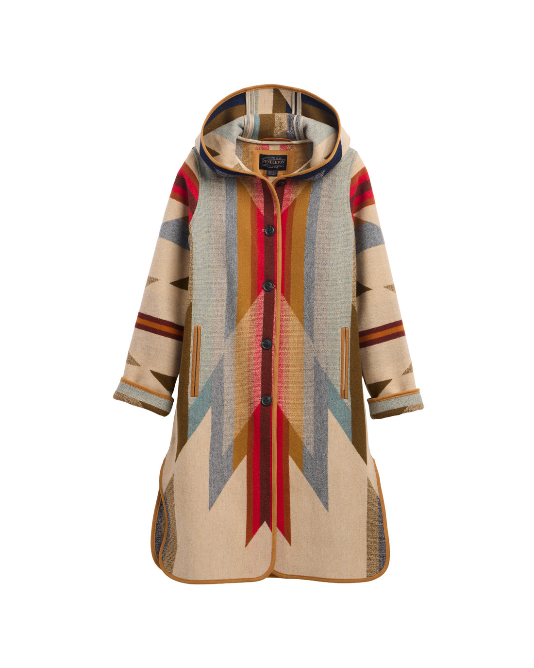 Pendleton Women's Hooded Jacquard Coat - Wyeth Trail Tan, view 1