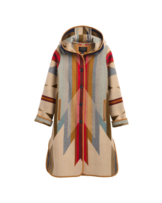 Pendleton Women's Hooded Jacquard Coat - Wyeth Trail Tan, view 1