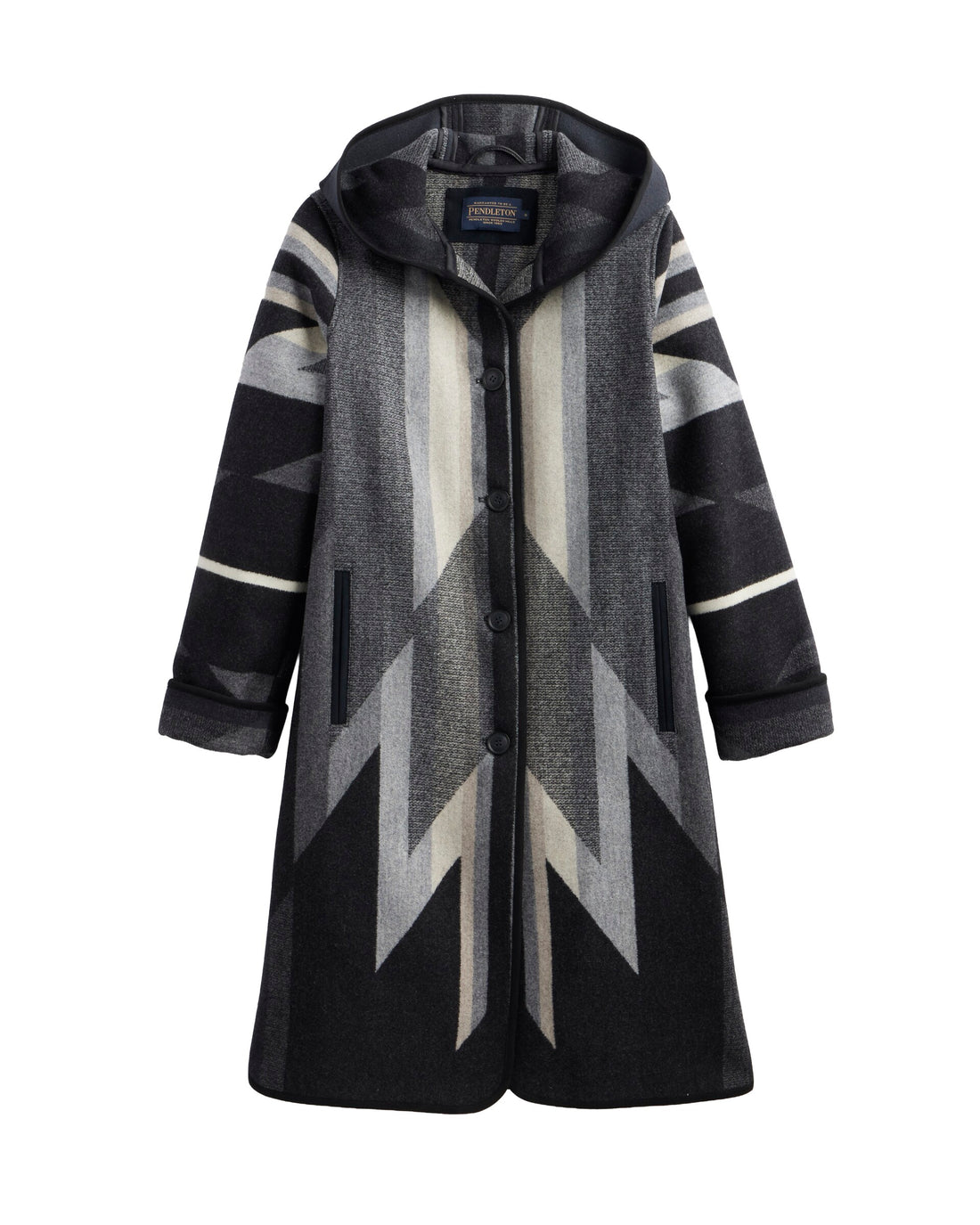 Pendleton Women's Hooded Jacquard Coat - Wyeth Trail Black, view 1