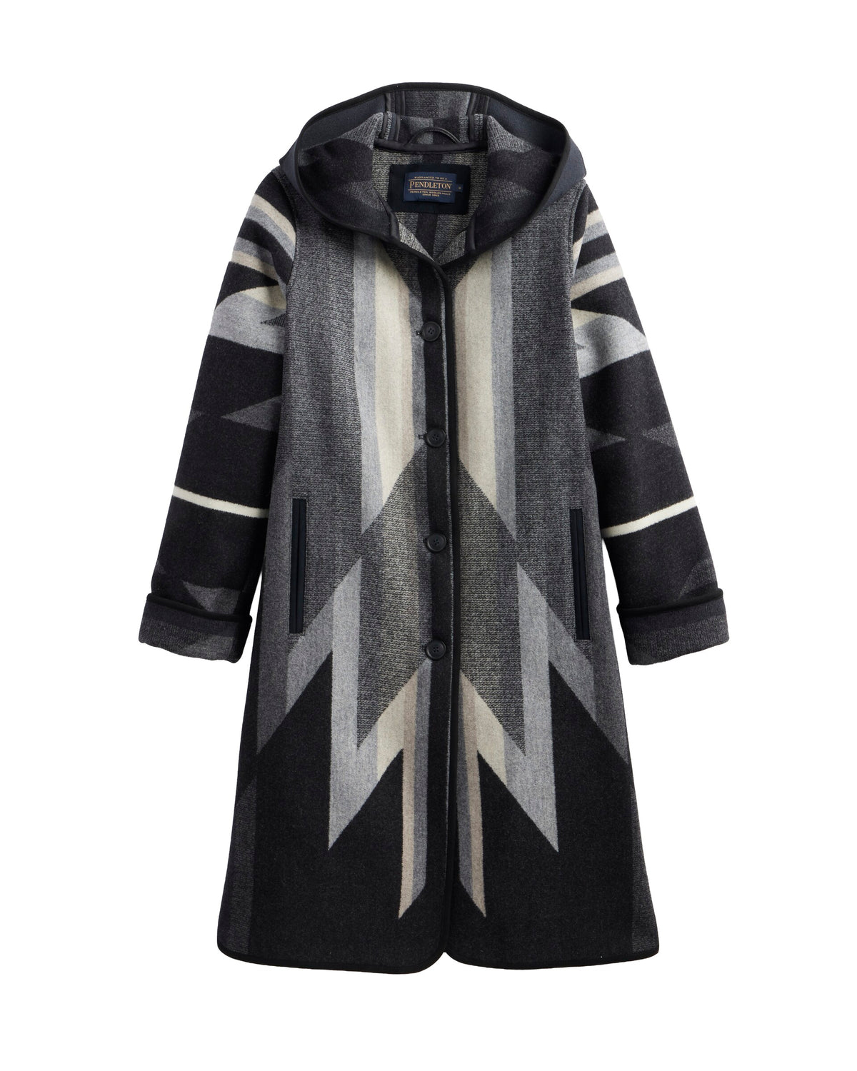 Pendleton Women's Hooded Jacquard Coat - Wyeth Trail Black, view 1