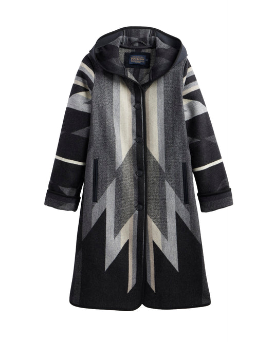 Pendleton Women's Hooded Jacquard Coat - Wyeth Trail Black, view 1