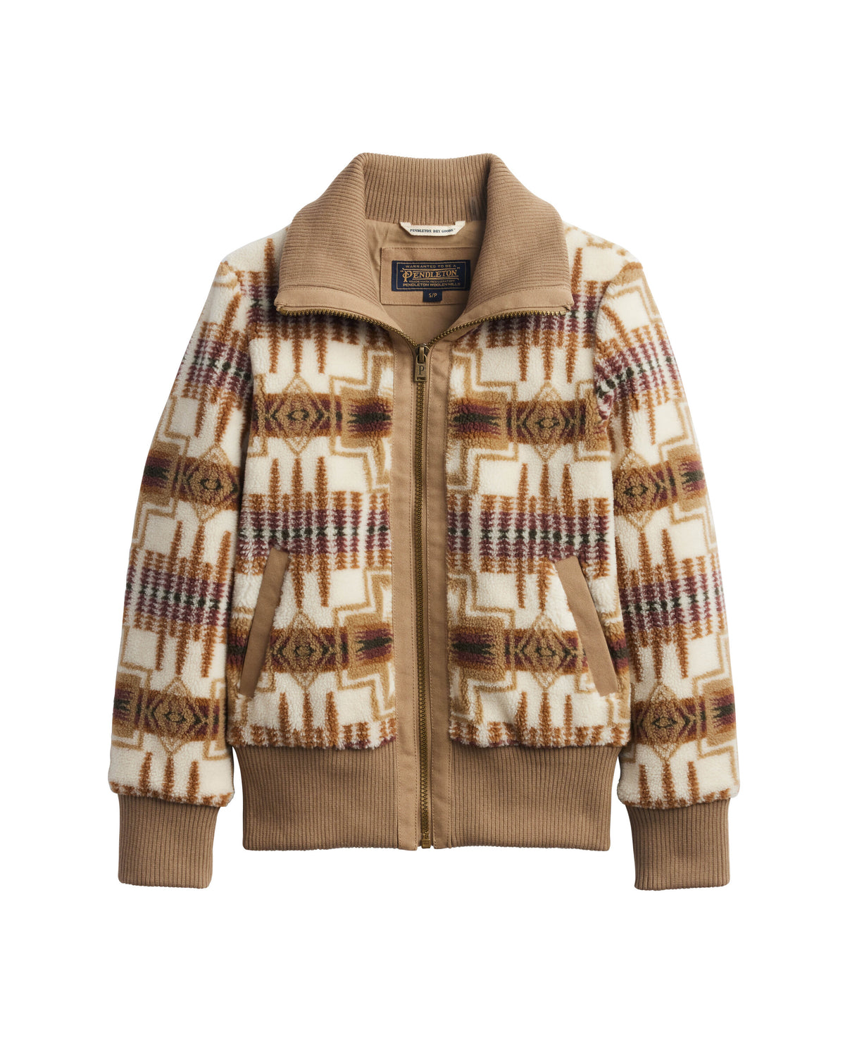 Pendleton Women's Foxglove Fleece Bomber - Tan/Ivory Harding, view 1