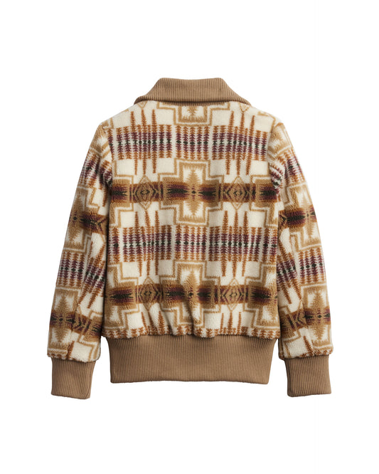 Pendleton Women's Foxglove Fleece Bomber - Tan/Ivory Harding, view 2 alternate view