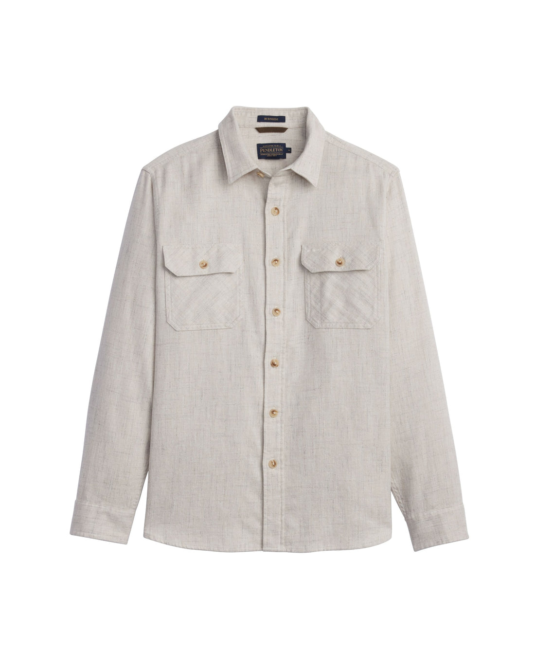 Pendleton Burnside Flannel Shirt in Ecru Donegal Heather - front