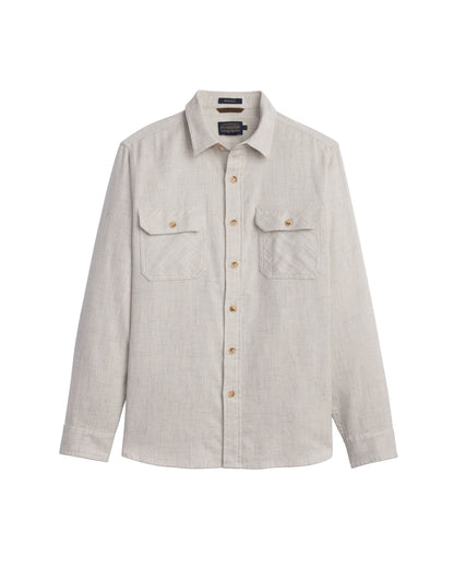 Pendleton Burnside Flannel Shirt in Ecru Donegal Heather - front