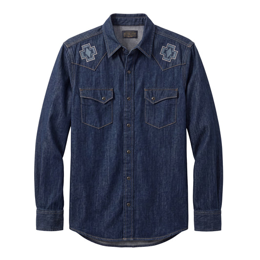 Pendleton Gambler Denim Shirt in Dark Denim/Rodeo - front