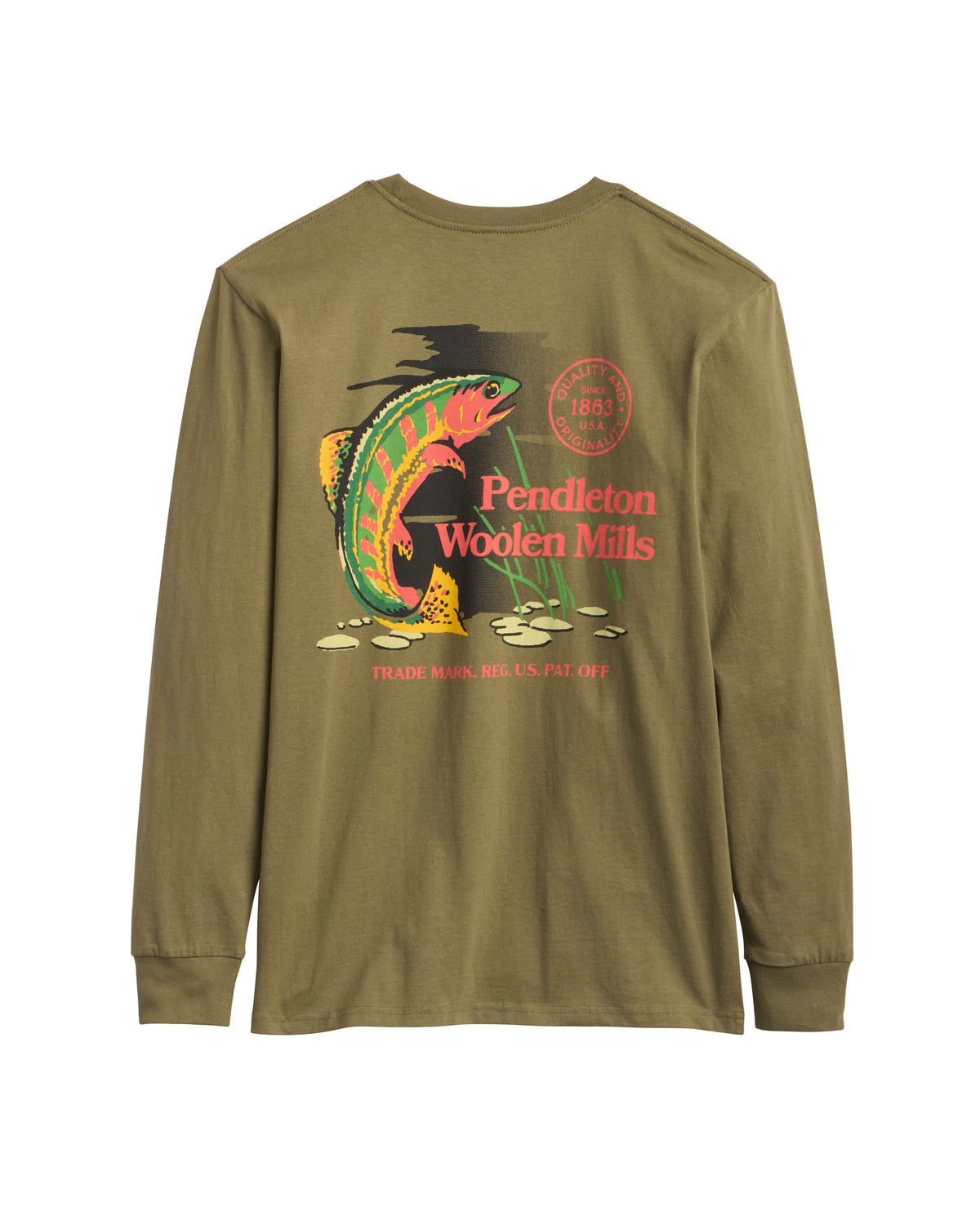 Pendleton Freshwater Fishing Graphic Long Sleeve in Military/Multi - back