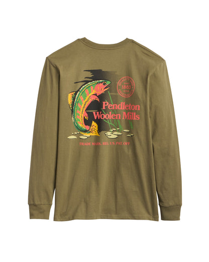 Pendleton Freshwater Fishing Graphic Long Sleeve in Military/Multi - back