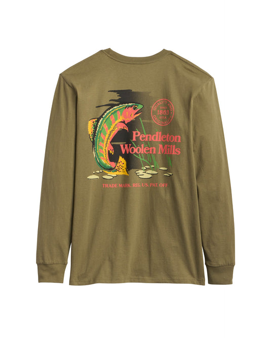 Pendleton Freshwater Fishing Graphic Long Sleeve in Military/Multi - back alternate view