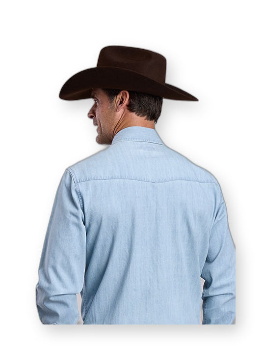 Stetson Men's Snap Shirt Lightweight Chambray back