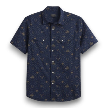 Pendleton Laramie Short Sleeve Shirt - Western Navy