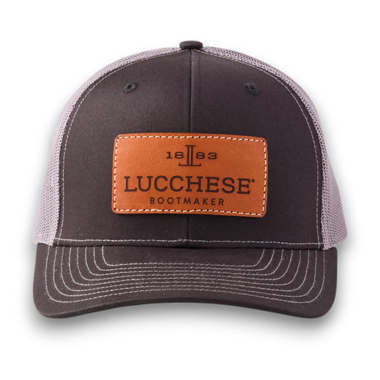Lucchese Leather Patch Cap - Black + Charcoal Headwear