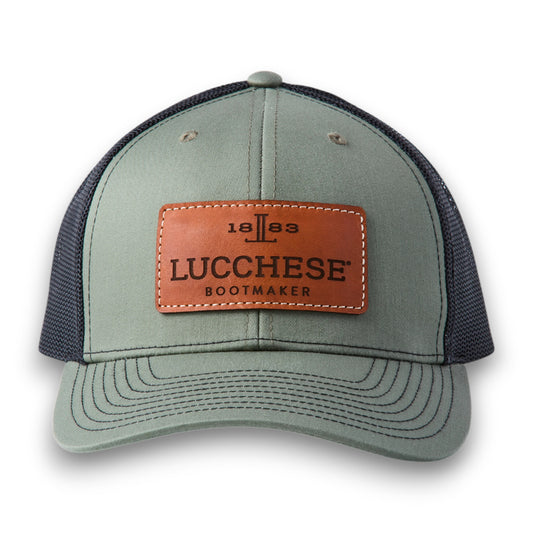 Lucchese Leather Patch Cap - Loden + Black Headwear
