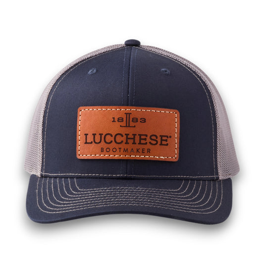 Lucchese Leather Patch Cap - Navy + Charcoal Headwear