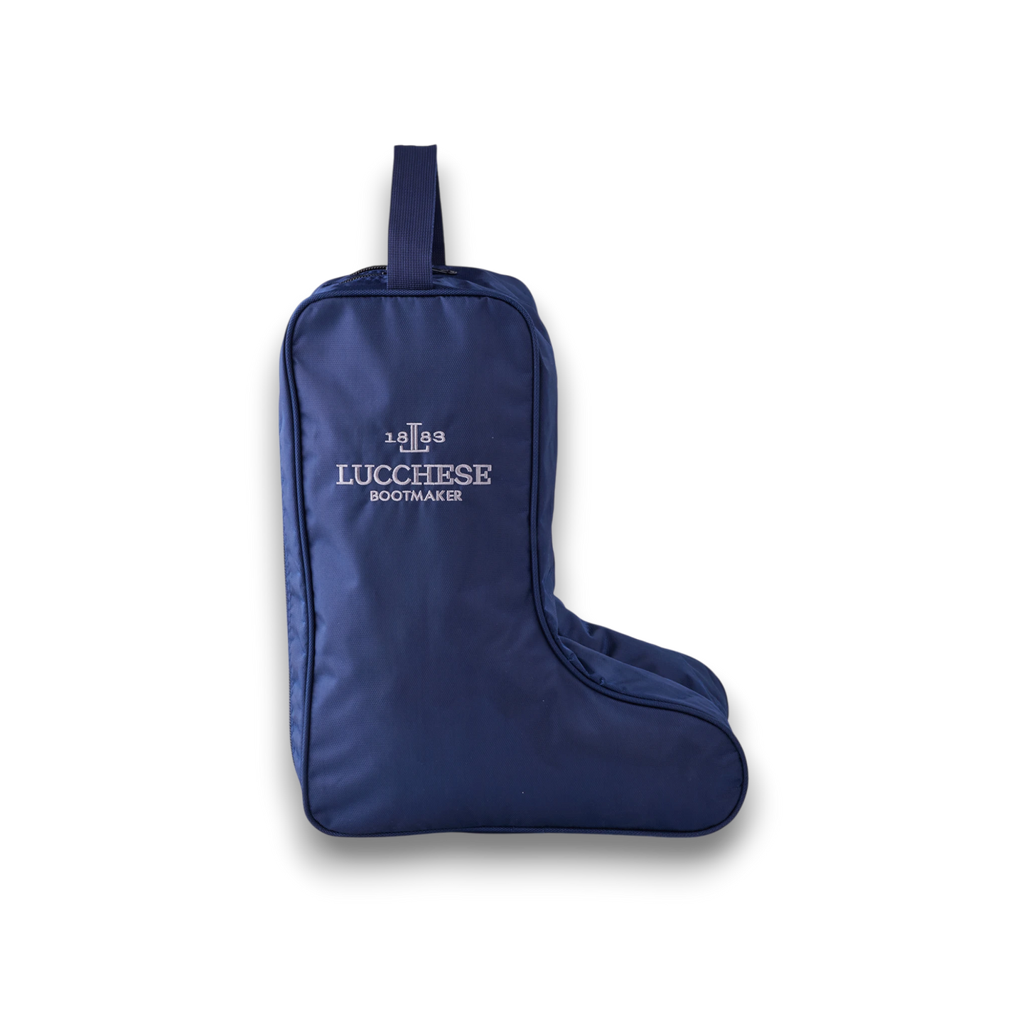 Moon Ridge Hats and Heritage blue water-resistant nylon Lucchese boot bag with two compartments for cowboy boots