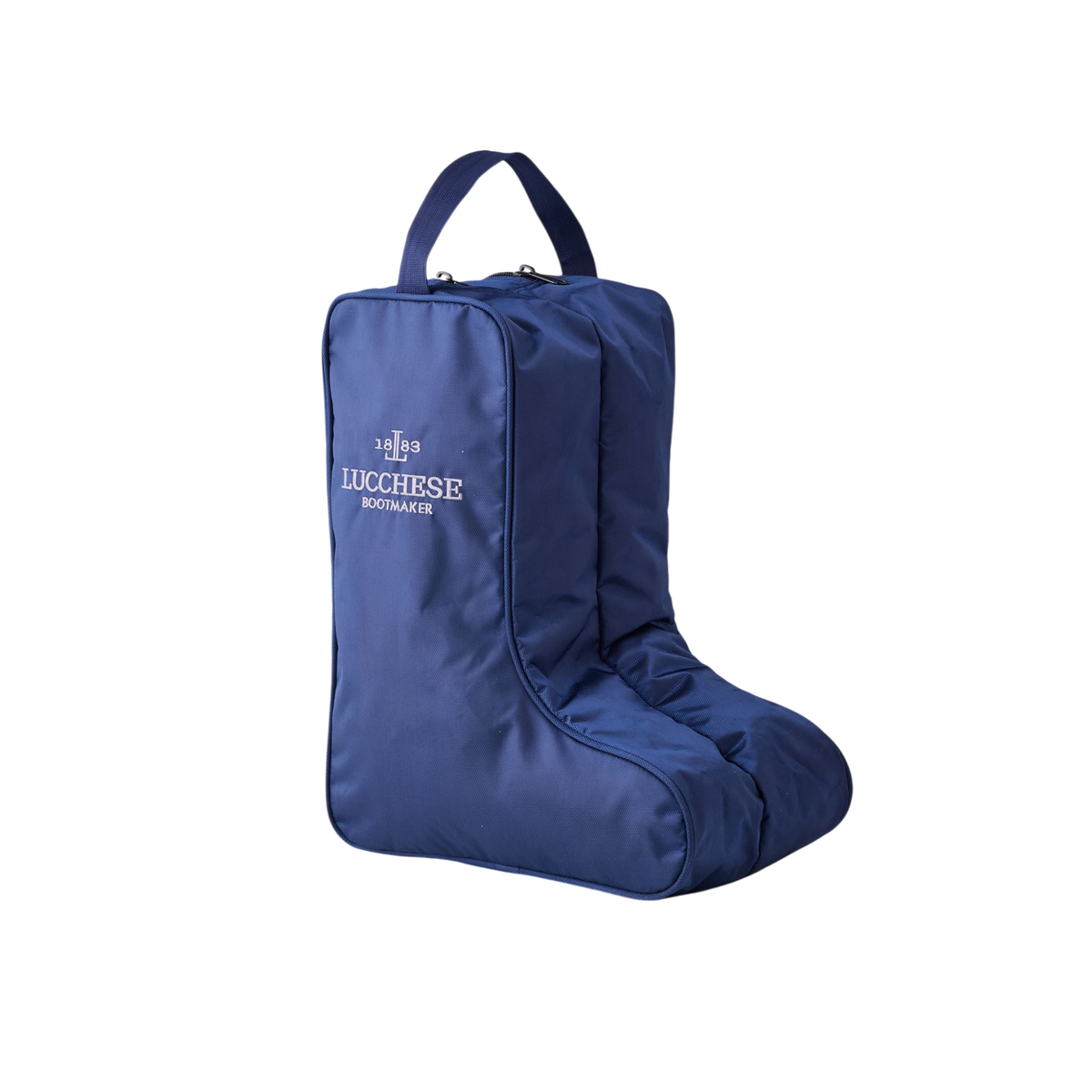 Moon Ridge Hats and Heritage blue nylon Lucchese boot bag with two compartments for cowboy boots