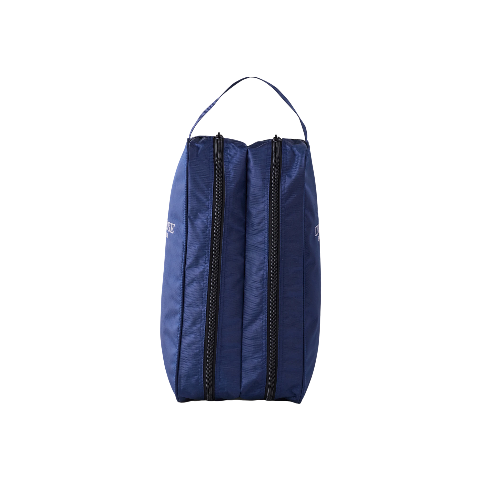 Moon Ridge Hats and Heritage blue nylon boot bag with dual zippered compartments for one pair of cowboy boots.
