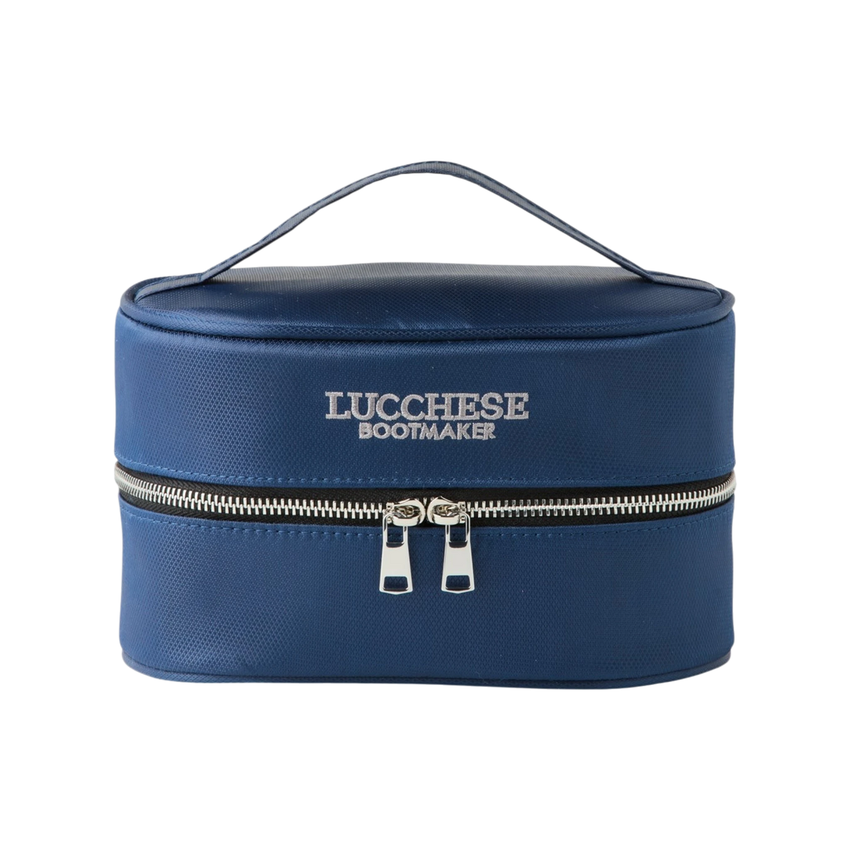 Moon Ridge Hats and Heritage Lucchese leather care kit in a blue nylon zip-around travel case with carry handle