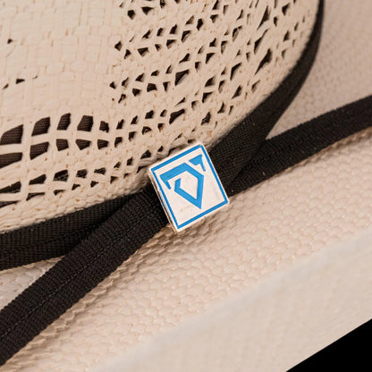 Moon Ridge Hats and Heritage Resistol Cojo Vaquero straw cowboy hat with a chocolate brown ribbon and Cojo logo pin